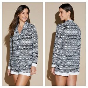 Cosabella Printed Comfort LS Top Boxer Set Women M Black White NWT Geometric